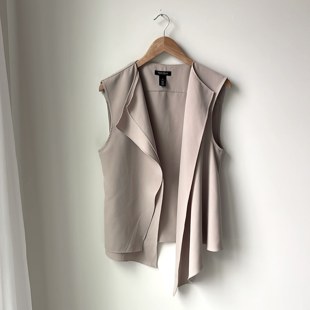 White House Black Market Asymmetric Drapey Vest Double Lapel Lightweight Size 10